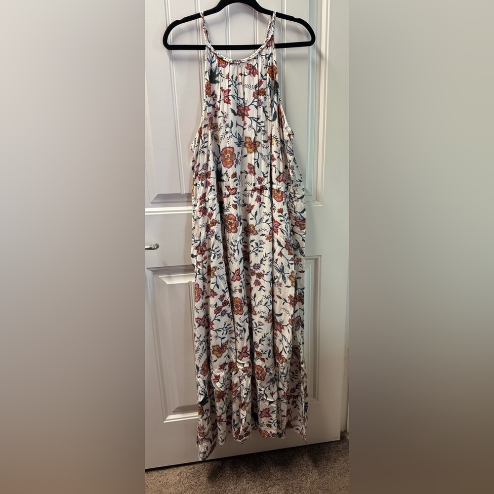 Old Navy Floral A-Line Skirt - Cream and Red